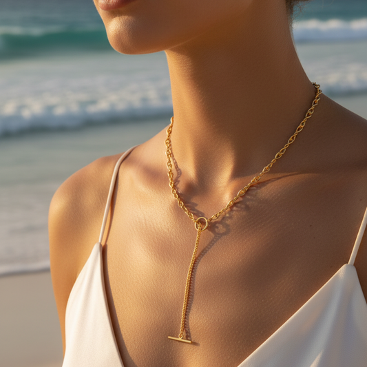 Bella - Hollow Twisted T-Bar Necklace