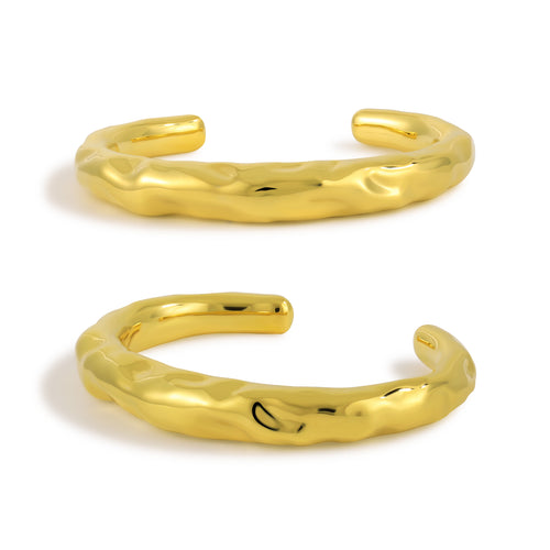 999 Sterling Silver - Chunky Golden Open Cuff Bracelet/Bangle