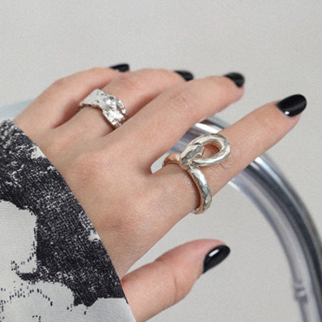 Fashion Hollow Buckle 925 Sterling Silver Adjustable Ring