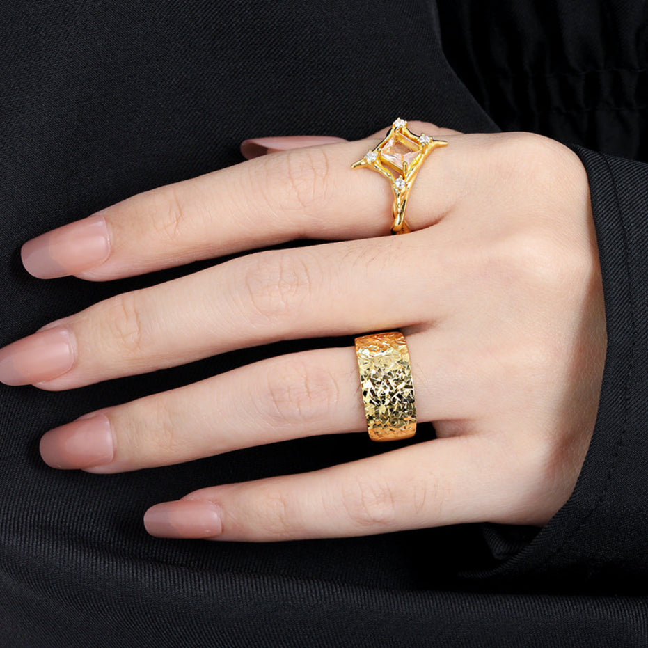 Fashion Shining Radiant CZ Star 925 Sterling Silver Adjustable Ring