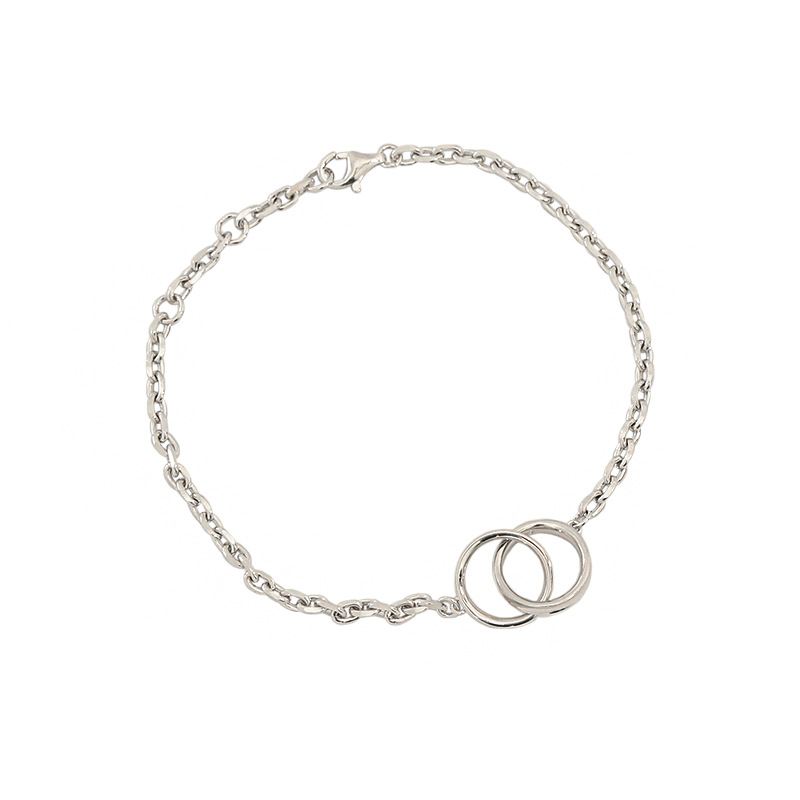 925 Sterling Silver Party Double Circles Chain Bracelet