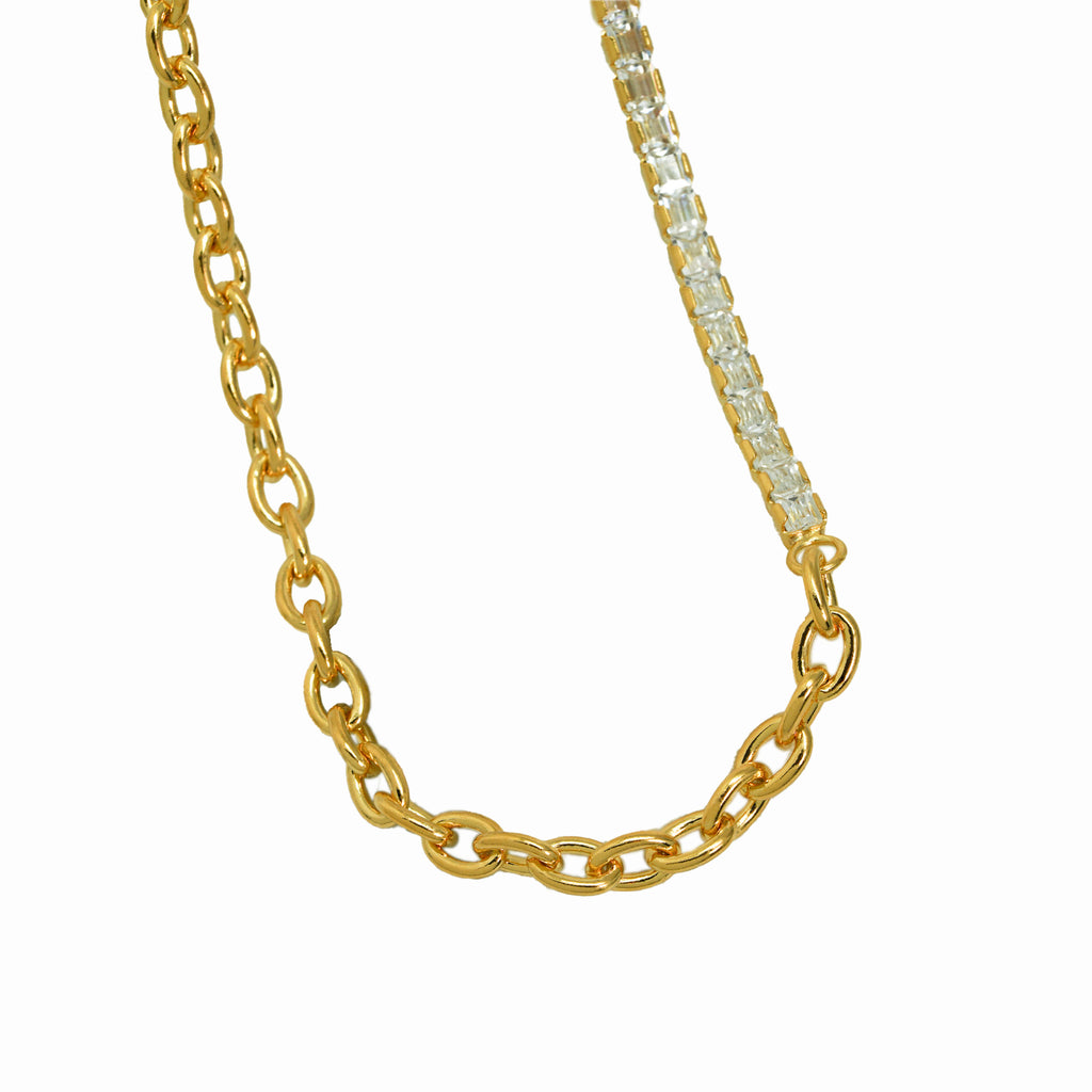 925 Sterling Silver Montage CZ Chain Stacking Chain Necklace
