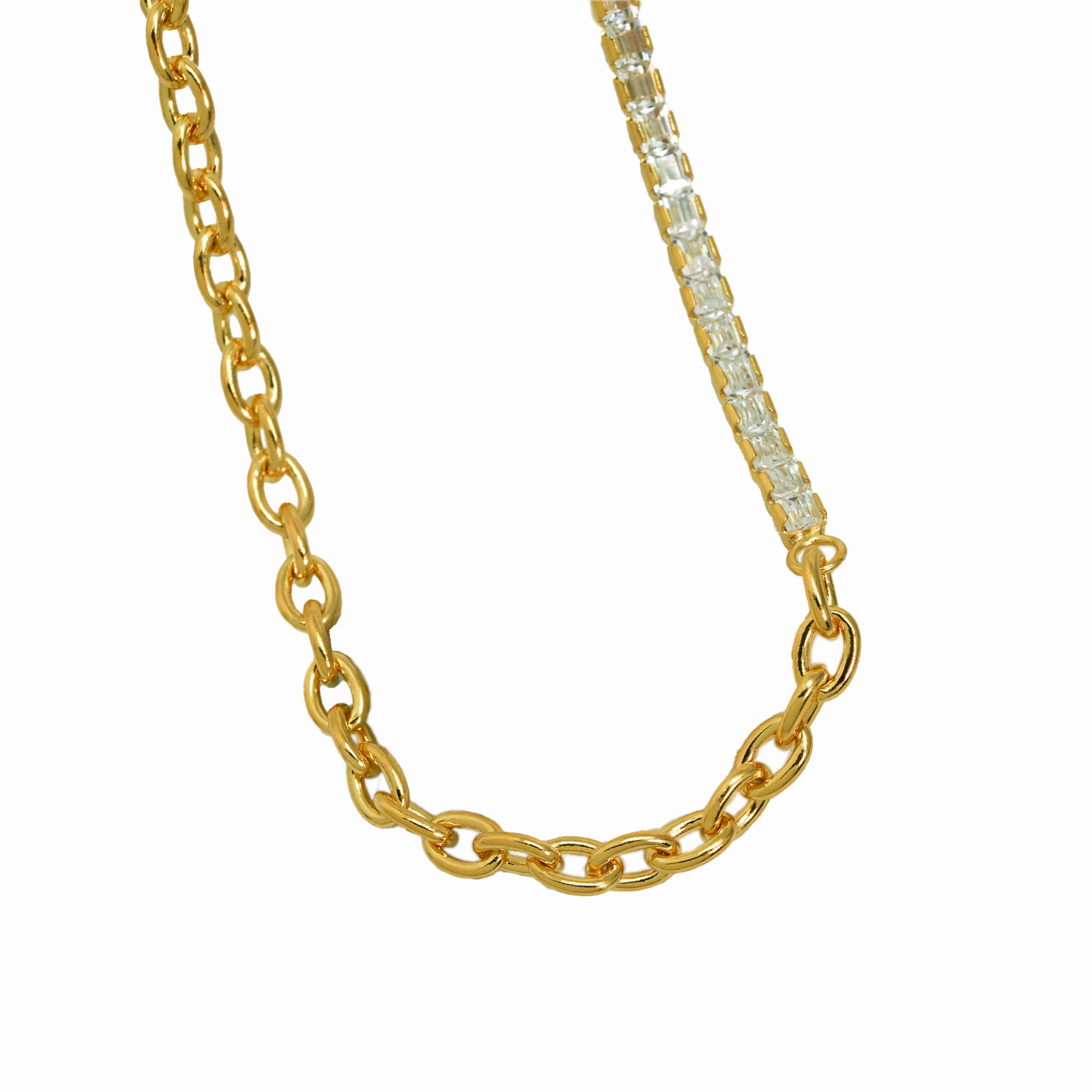 925 Sterling Silver Montage CZ Chain Stacking Chain Necklace