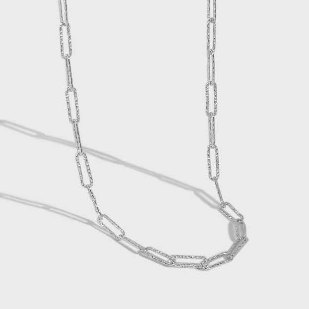 Stylish On-Trend  Hollow Geometry Chain 925 Sterling Silver Necklace