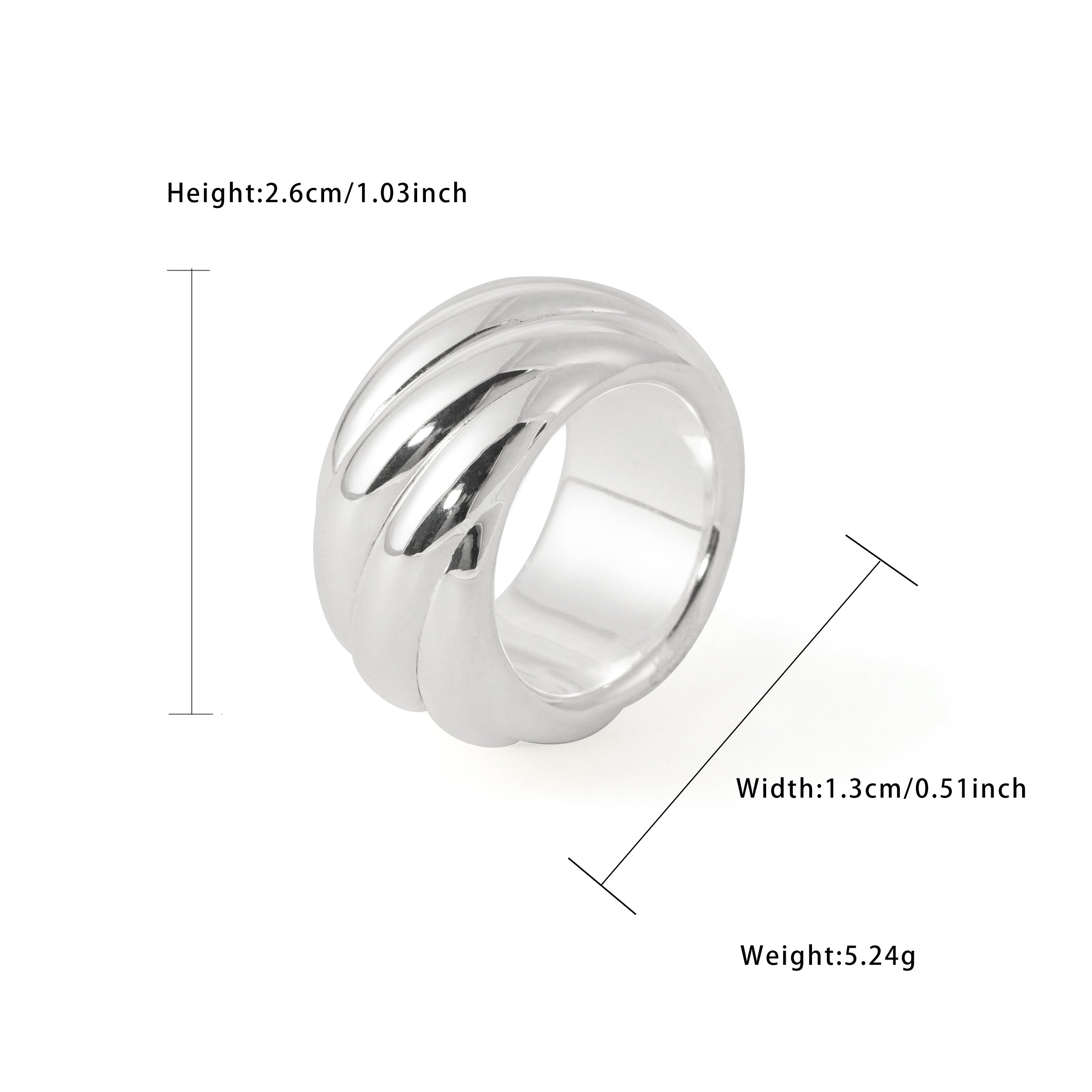 Stunning 999 Sterling Silver - Bold Chunky Light Stunning Twill Pattern Ring