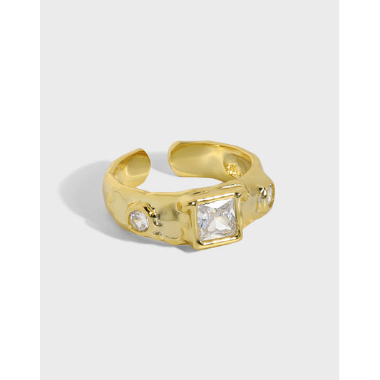 Beautiful Square CZ 925 Sterling Silver Adjustable Ring
