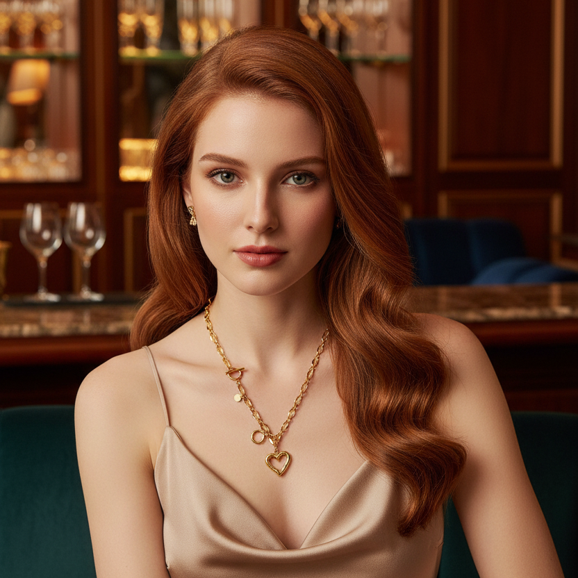 The Perfect Gift for Her - Exquisite high-end Women Hollow Heart Chain 925 Sterling Silver Necklace, 18K Yellow Gold/Rhodium