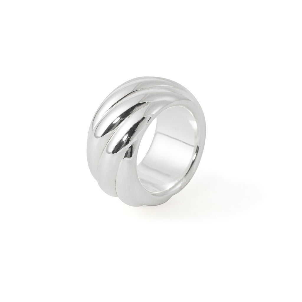Stunning 999 Sterling Silver - Bold Chunky Light Stunning Twill Pattern Ring
