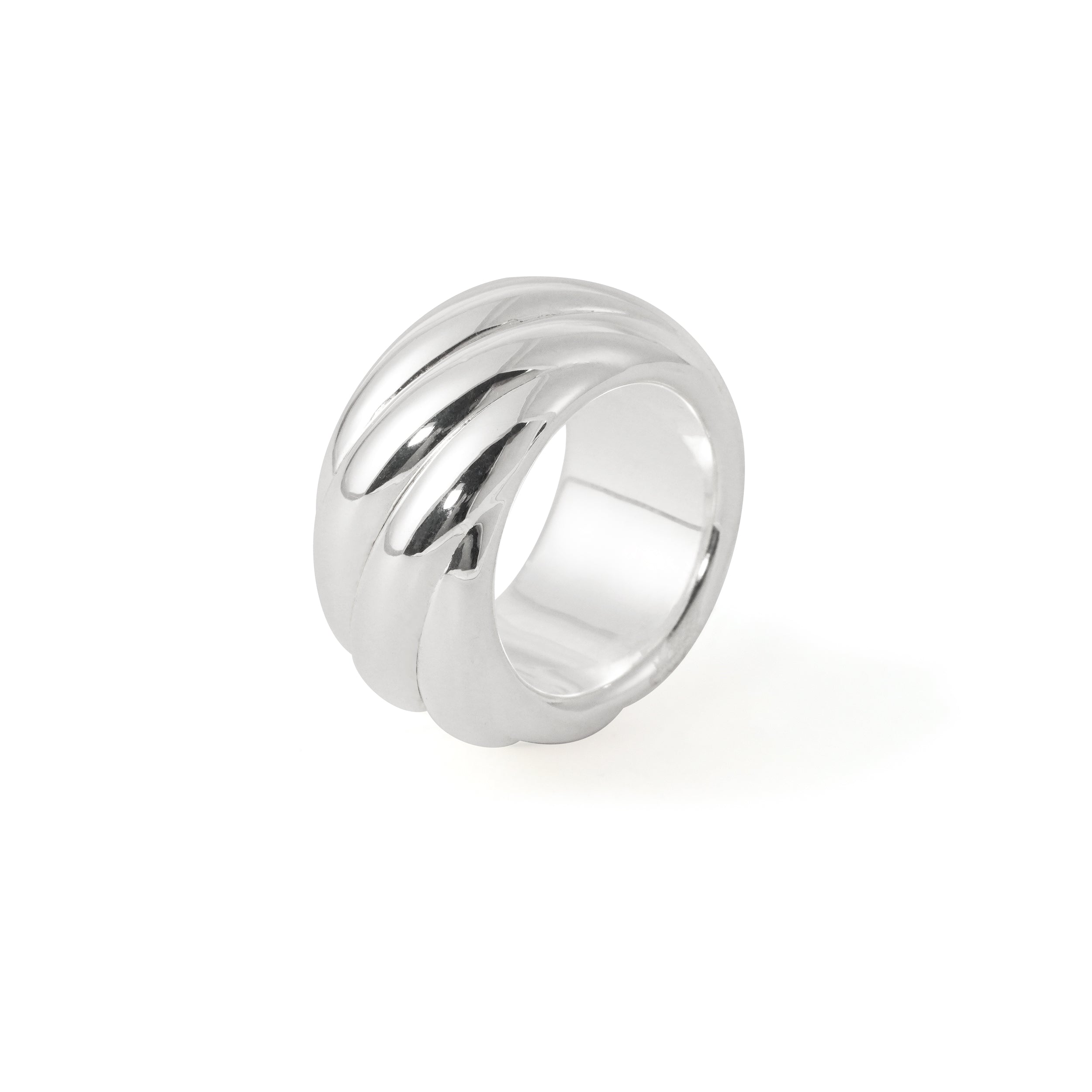 Stunning 999 Sterling Silver - Bold Chunky Light Stunning Twill Pattern Ring