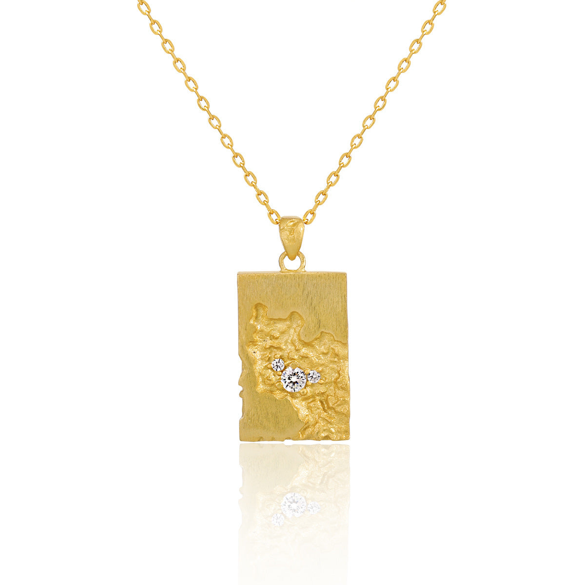 Hammered Name Tag Gold Pendant Necklace