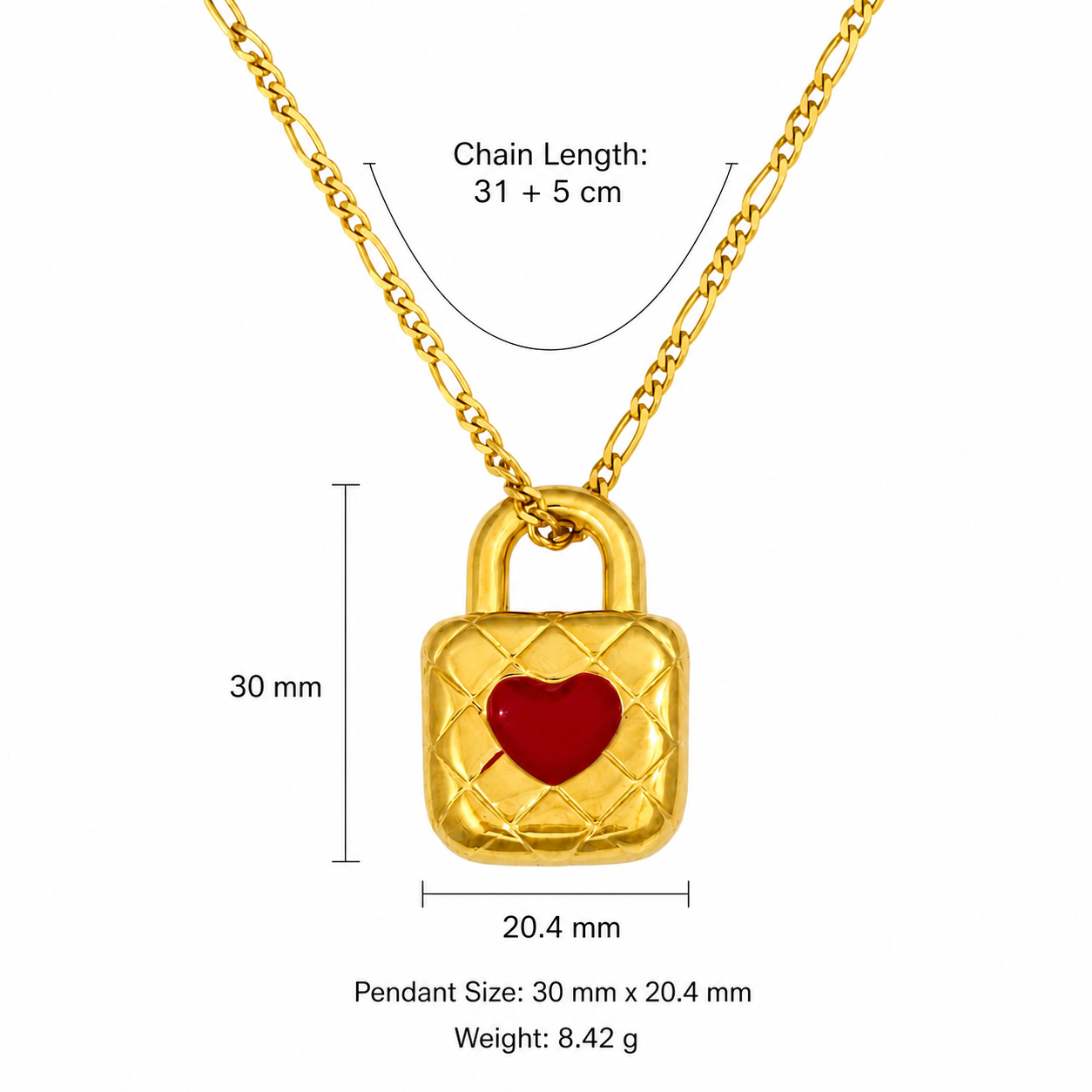 Romantic True Love Necklace 925 Sterling Silver Red Enamel Heart Lock Pendant