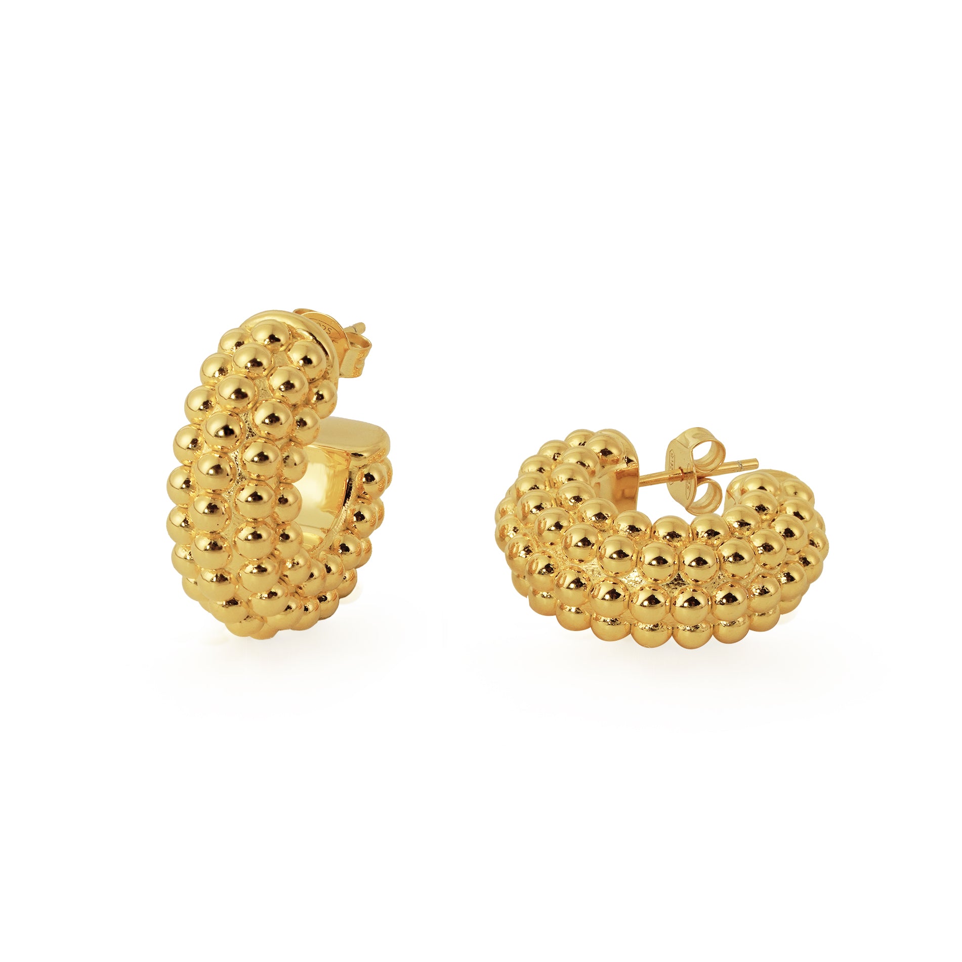 Trendy 999 Sterling Silver Chunky Round Hoop Earrings