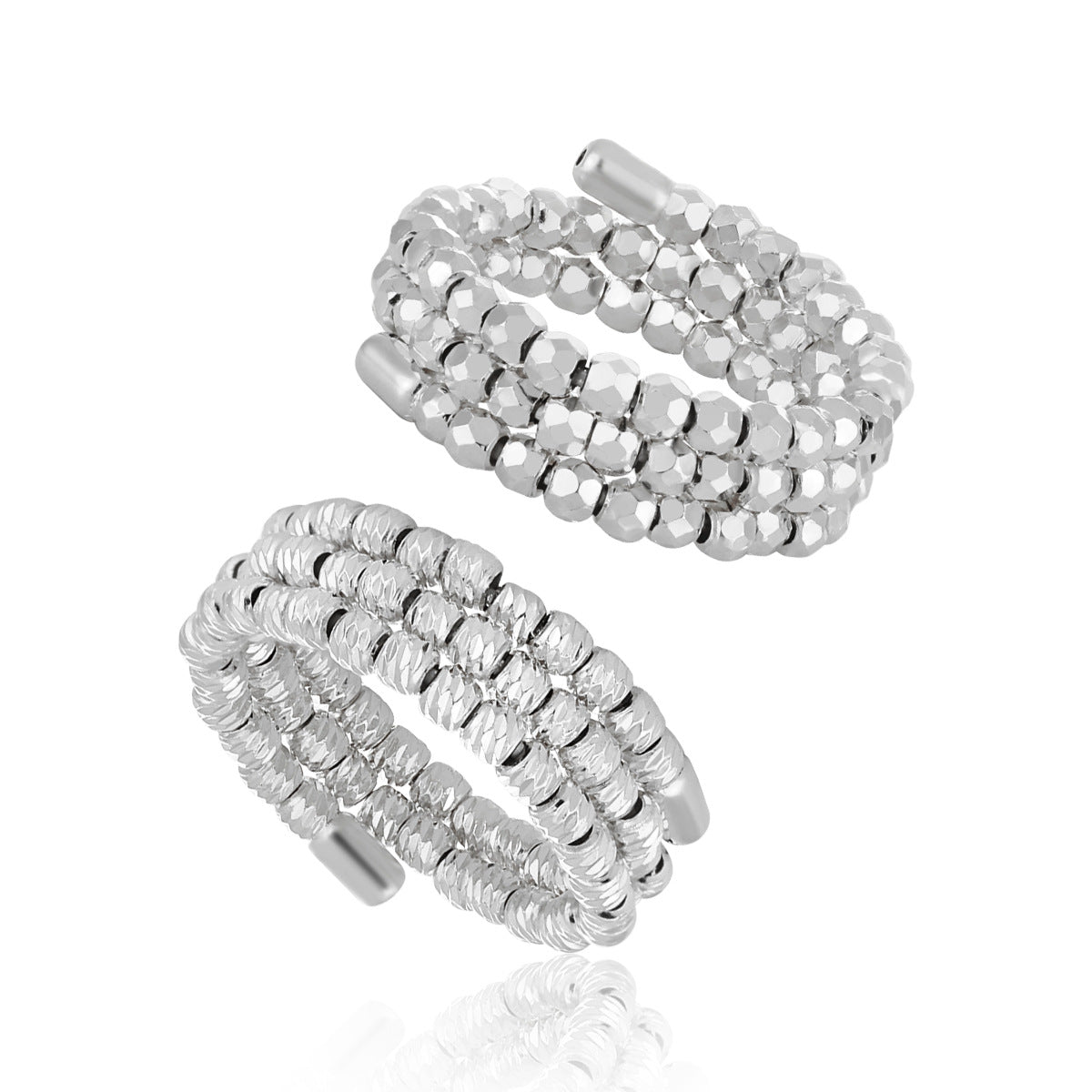 Triple Layers Rhombus Beads 925 Sterling Silver Adjustable Ring