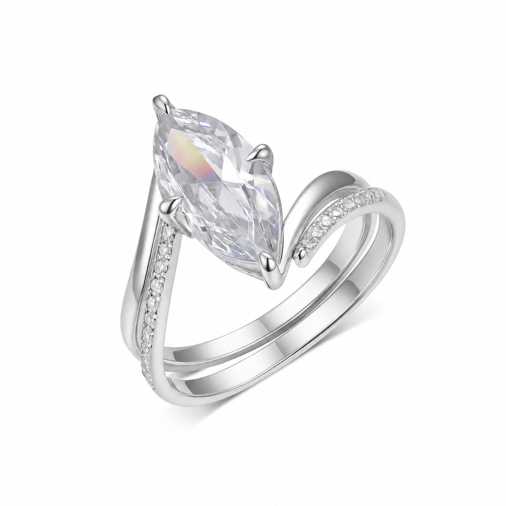Marquise Moissanite Stackable Ring,  Gold Or White Gold Elegant Modern Wedding Party Gift