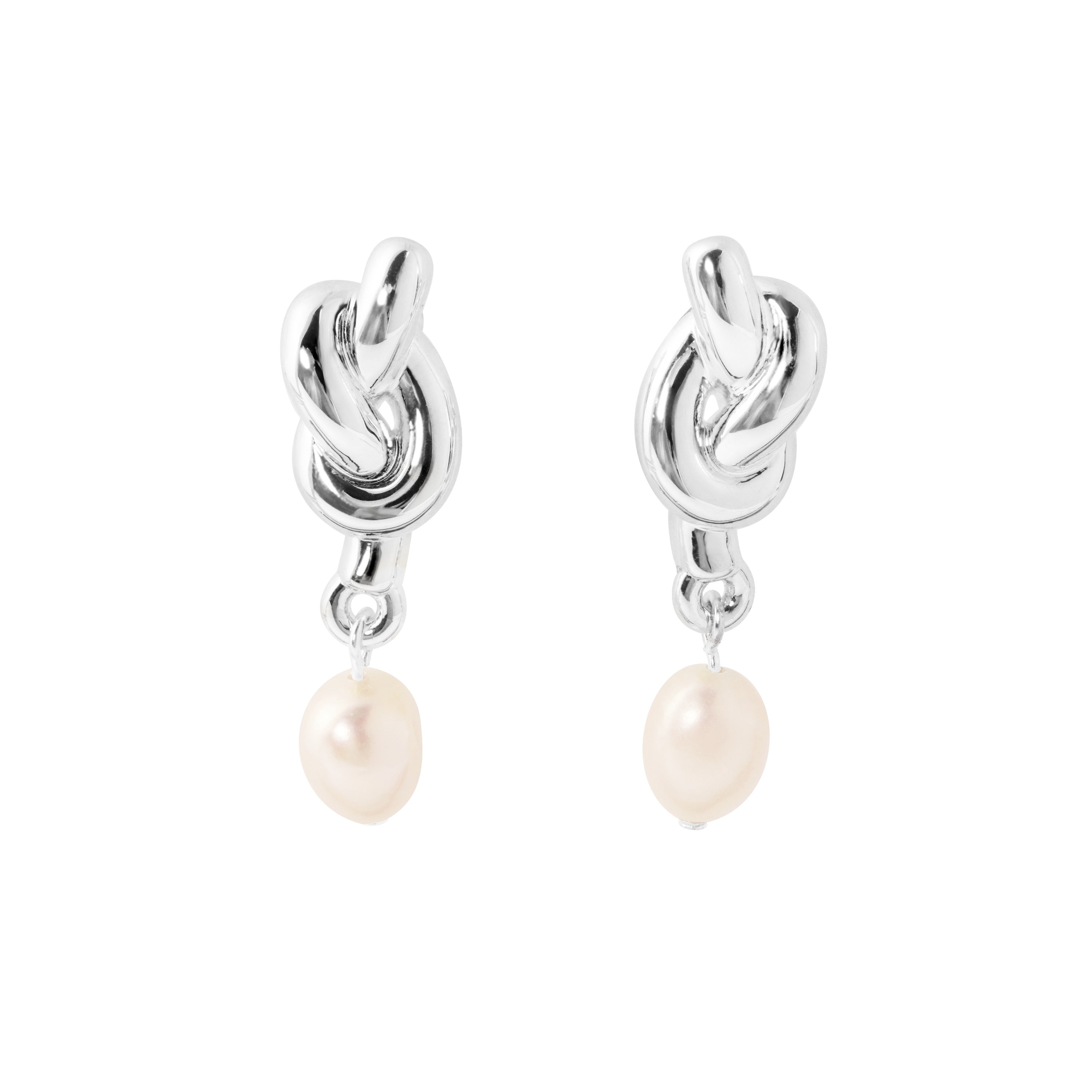 Fine Jewellery Natural Pearl Knot 999 Sterling Silver Large Light  Dangling Earrings