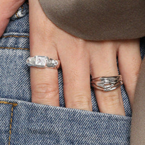 Beautiful Square CZ 925 Sterling Silver Adjustable Ring