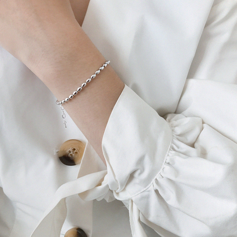 S925 sterling silver oval bead chain bracelet