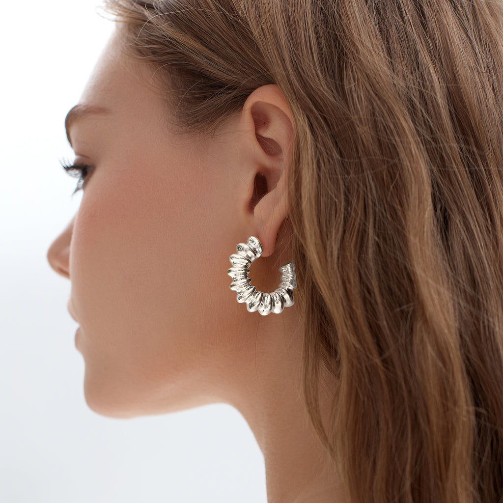 S999 Large Light  Chunky Electroforming 999 Pure Silver Statement Earrings