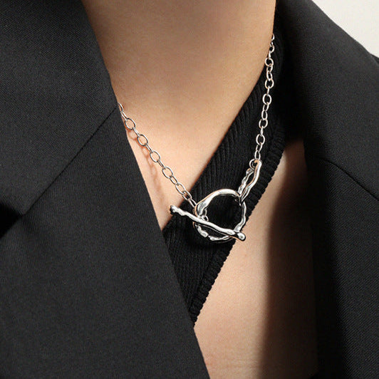 Simple OT Hollow Chain 925 Sterling Silver Choker Necklace