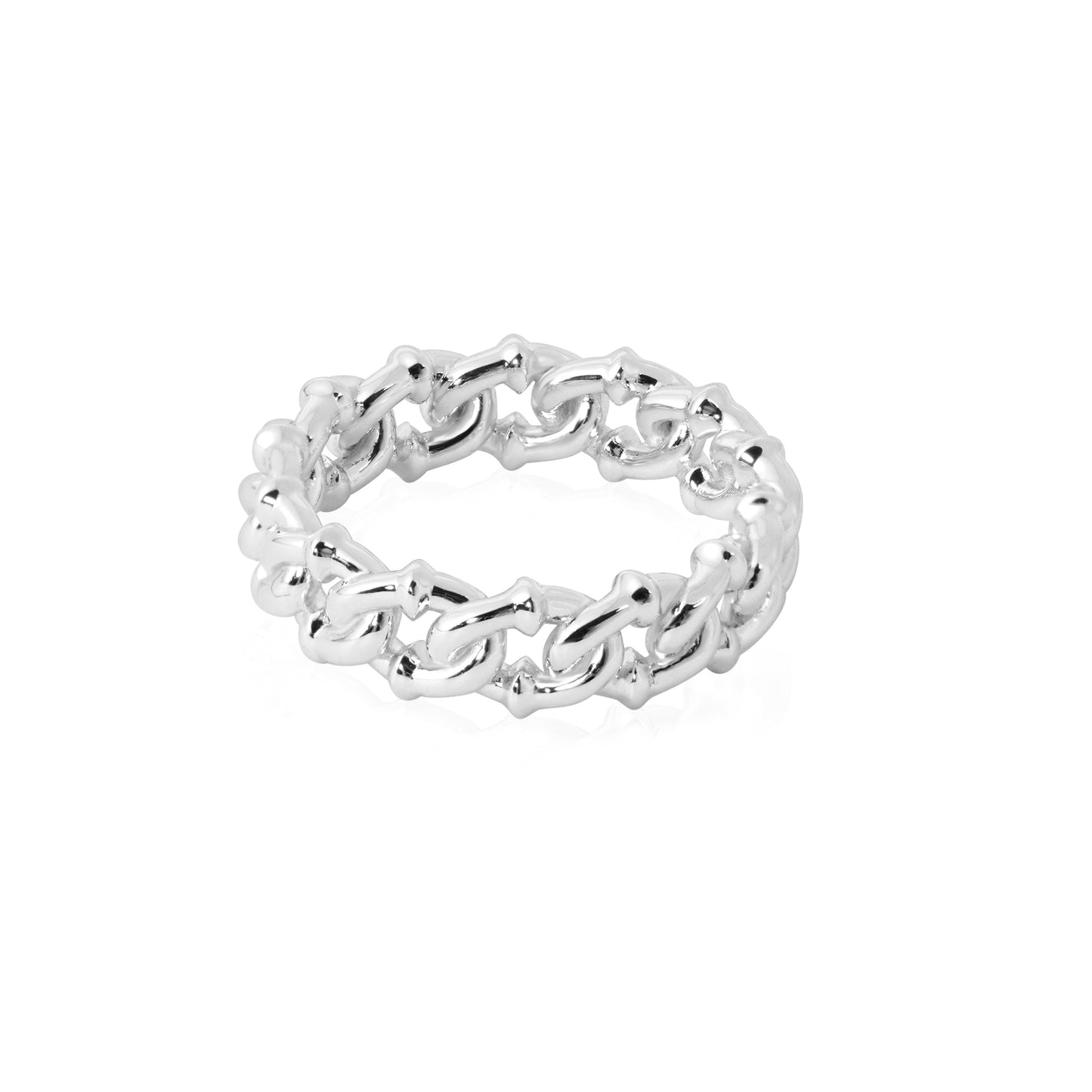 Fine Jewellery 925 Sterling Silver Yellow Gold Curb Chain Ring