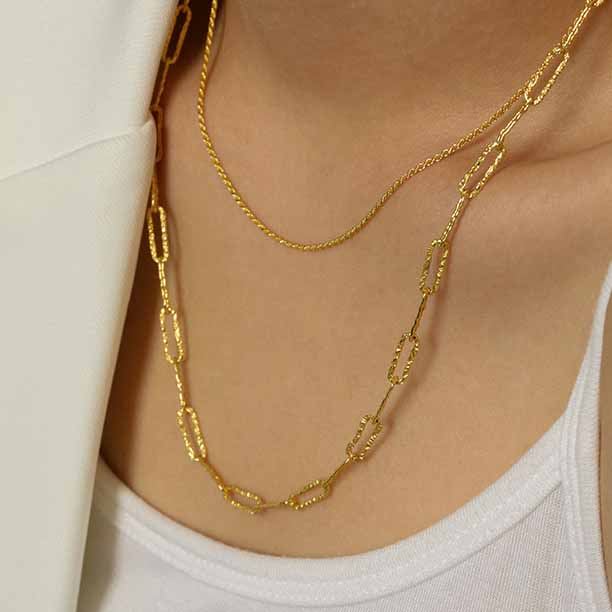 Stylish On-Trend  Hollow Geometry Chain 925 Sterling Silver Necklace