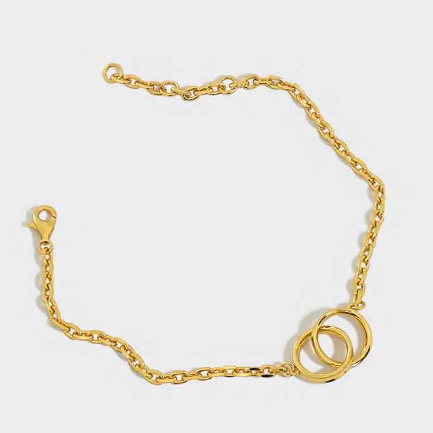 925 Sterling Silver Party Double Circles Chain Bracelet