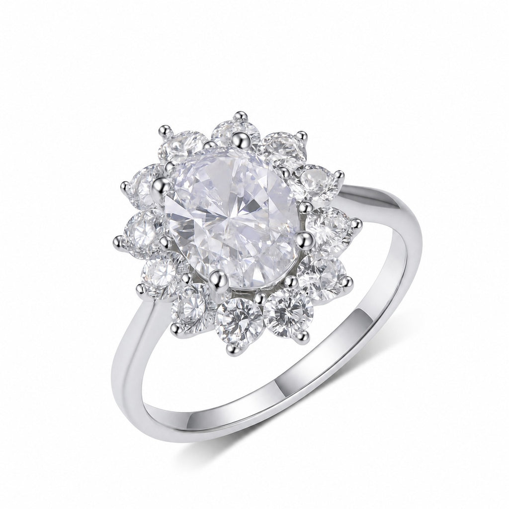 The Soleil Halo Moissanite Ring