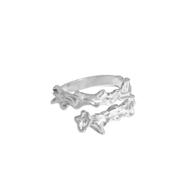 Stylish Irregular Cross Fashion 925 Sterling Silver Adjustable Ring