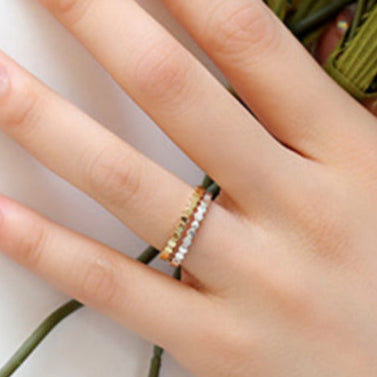 Three layer CZ Hive 925 Sterling Silver Adjustable Stacker Ring