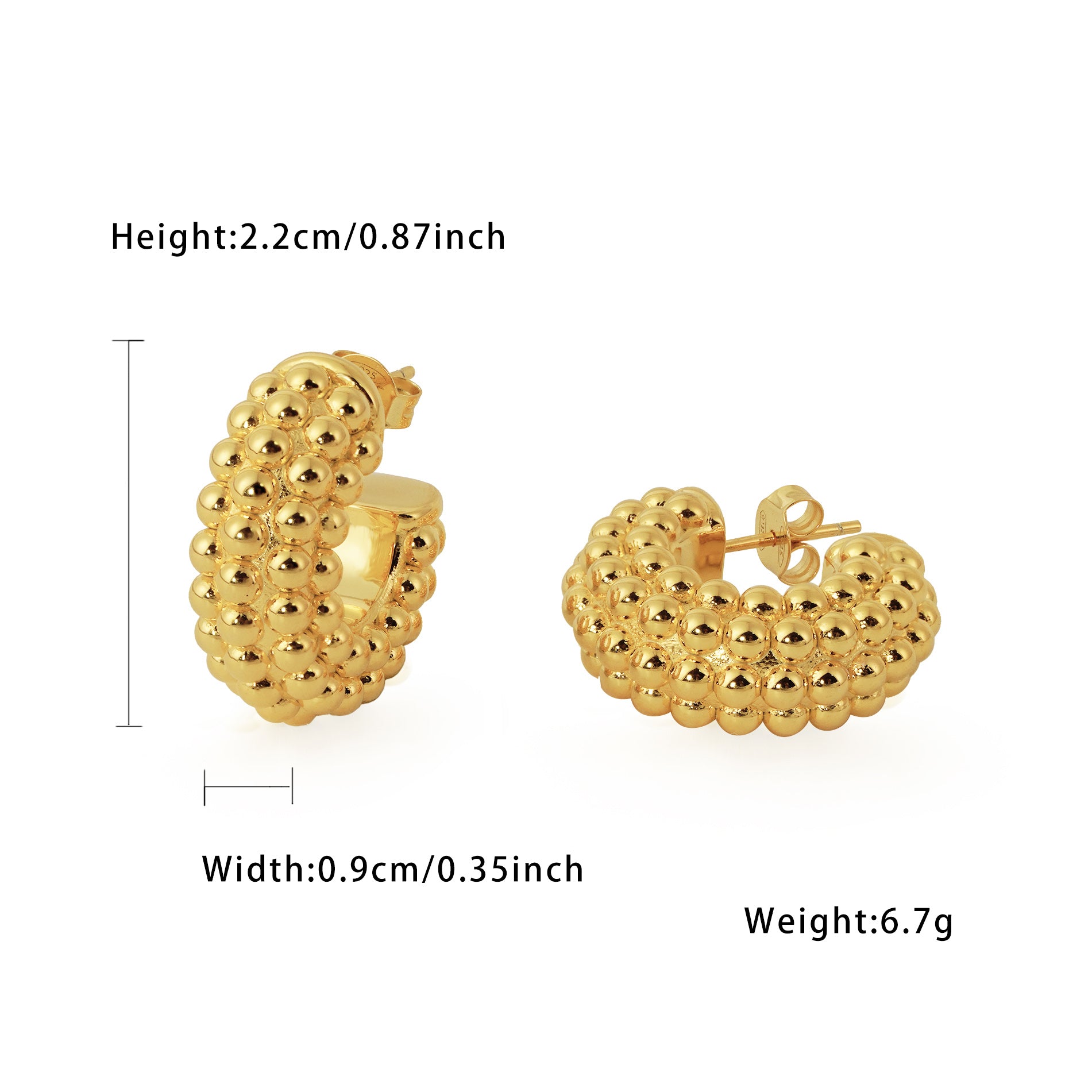 Trendy 999 Sterling Silver Chunky Round Hoop Earrings
