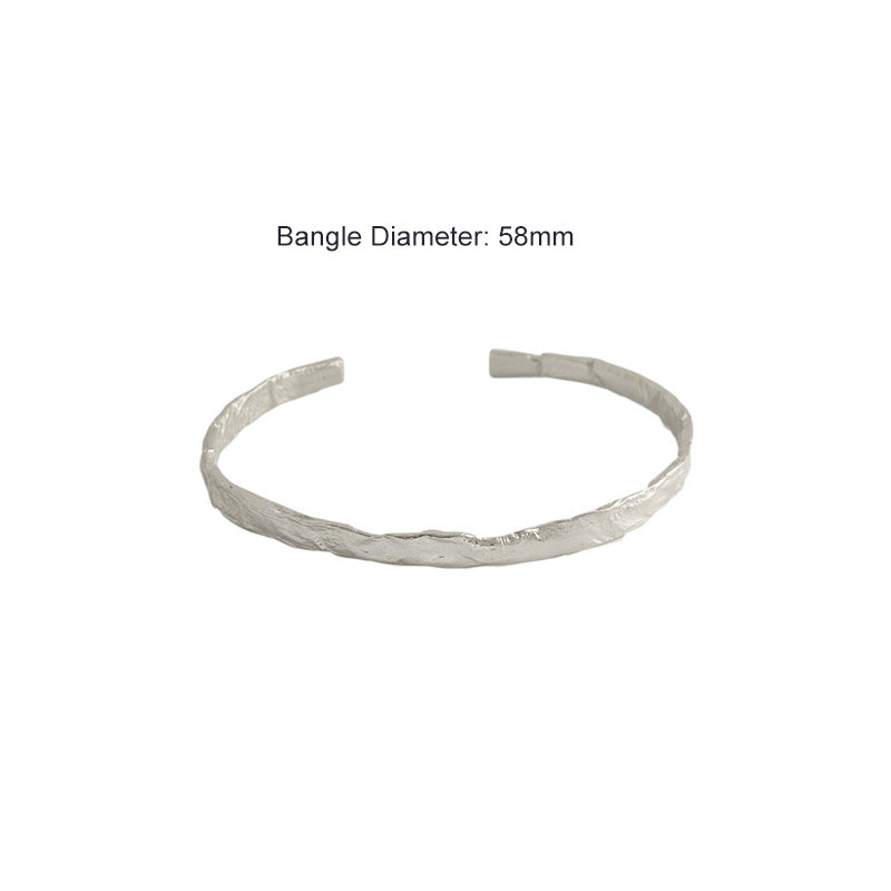 925 Sterling Silver Concave Open Bangle - Rhodium/18K Yellow Gold Plated