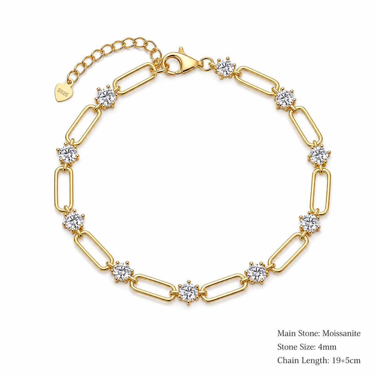 Hollow Chain and Diamond Bracelet