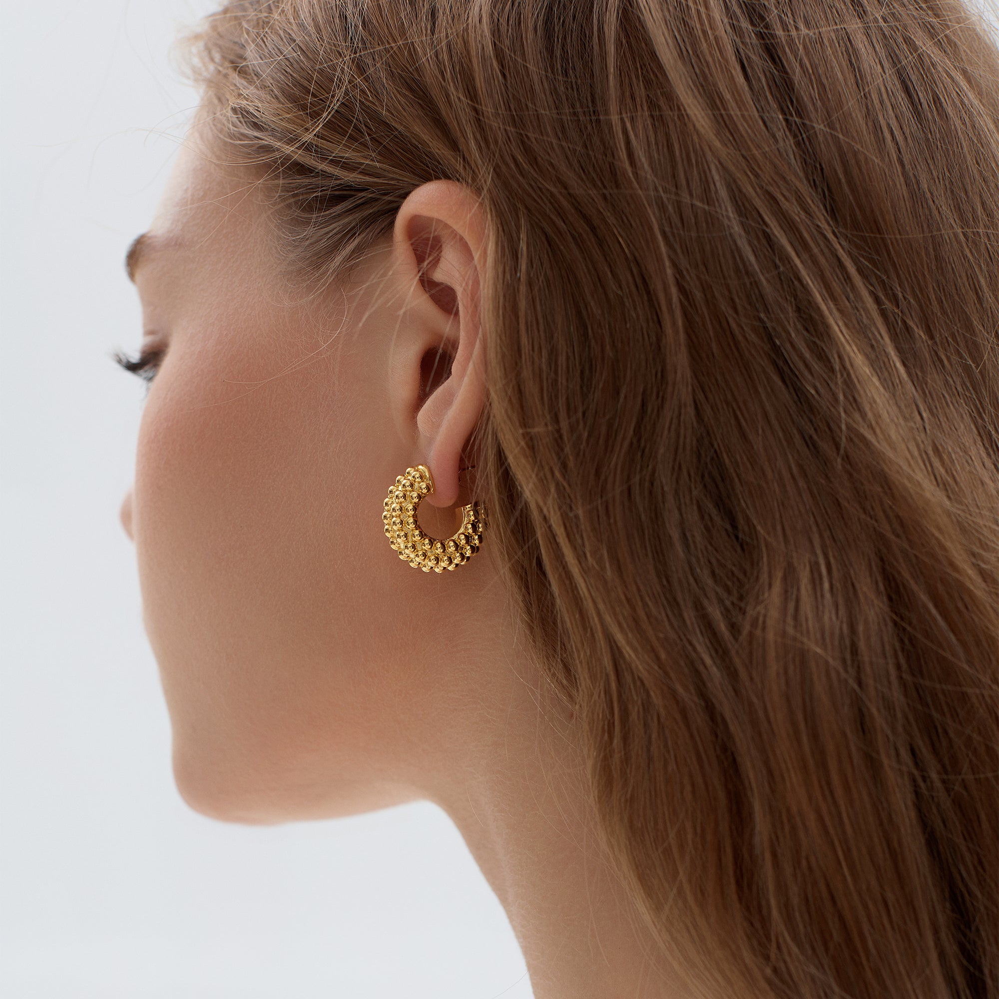 Trendy 999 Sterling Silver Chunky Round Hoop Earrings