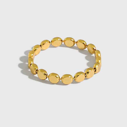 925 Sterling Silver Geometry Oblate Bead Ring