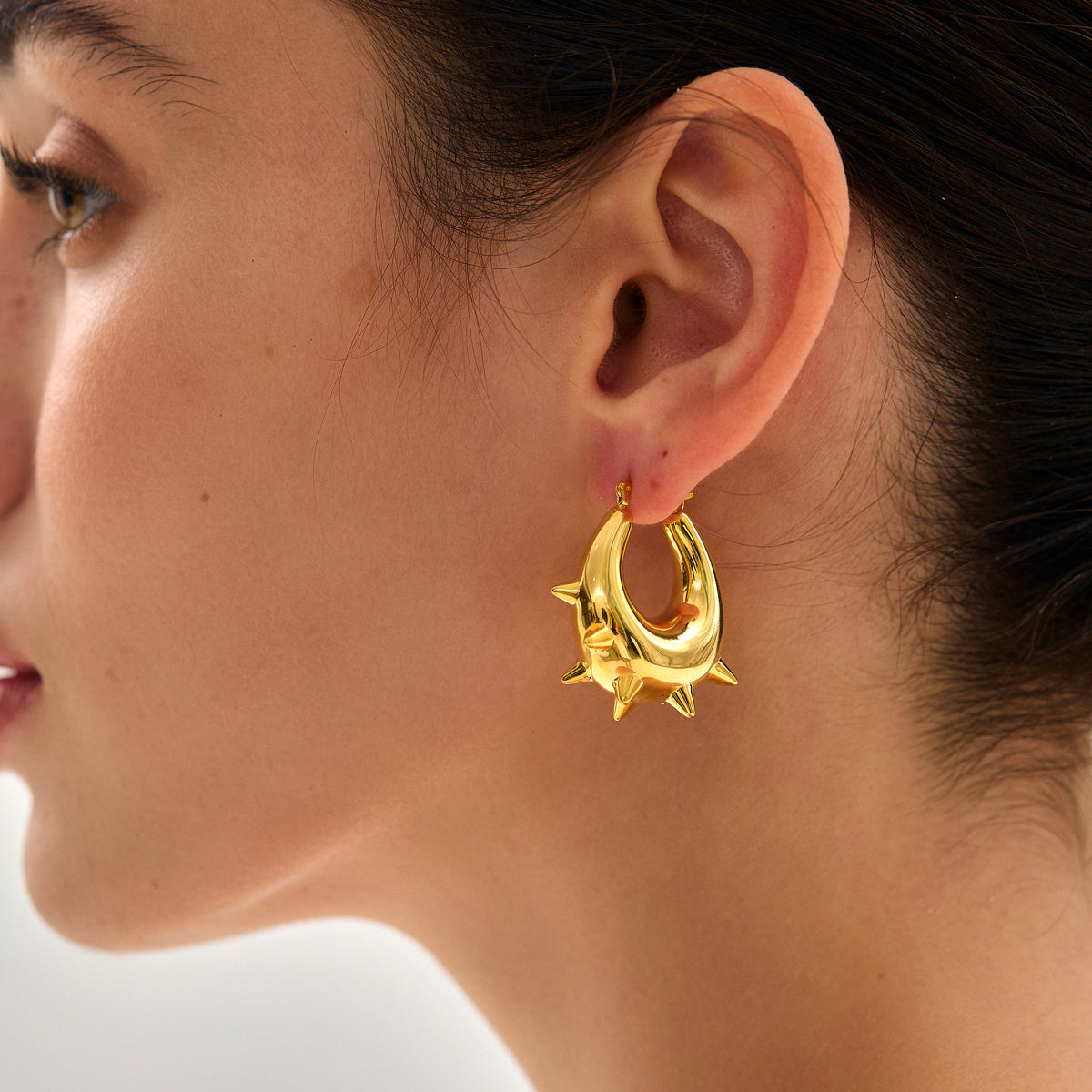 999 Pure Silver Huge Classic U Shape Rivet Electroforming Chunky Hoop Earrings