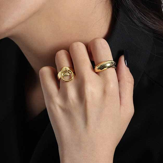 Chunky Oval Ellipse 925 Sterling Silver Adjustable Ring