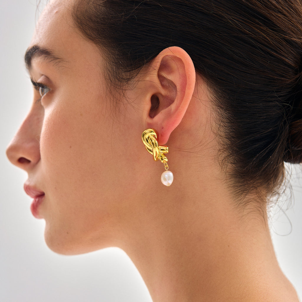 S999 Trendy influencer Knots Lightweight Electroforming Chunky Huge Statement Earrings