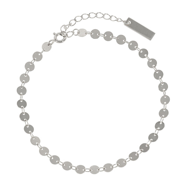 Dainty Fashion Geometry Round  Diskette 925 Sterling Silver Anklet/Bracelet
