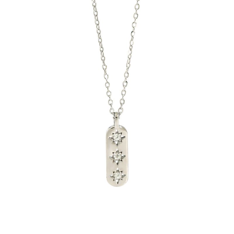 Elegant CZ Star Tag 925 Sterling Silver Necklace