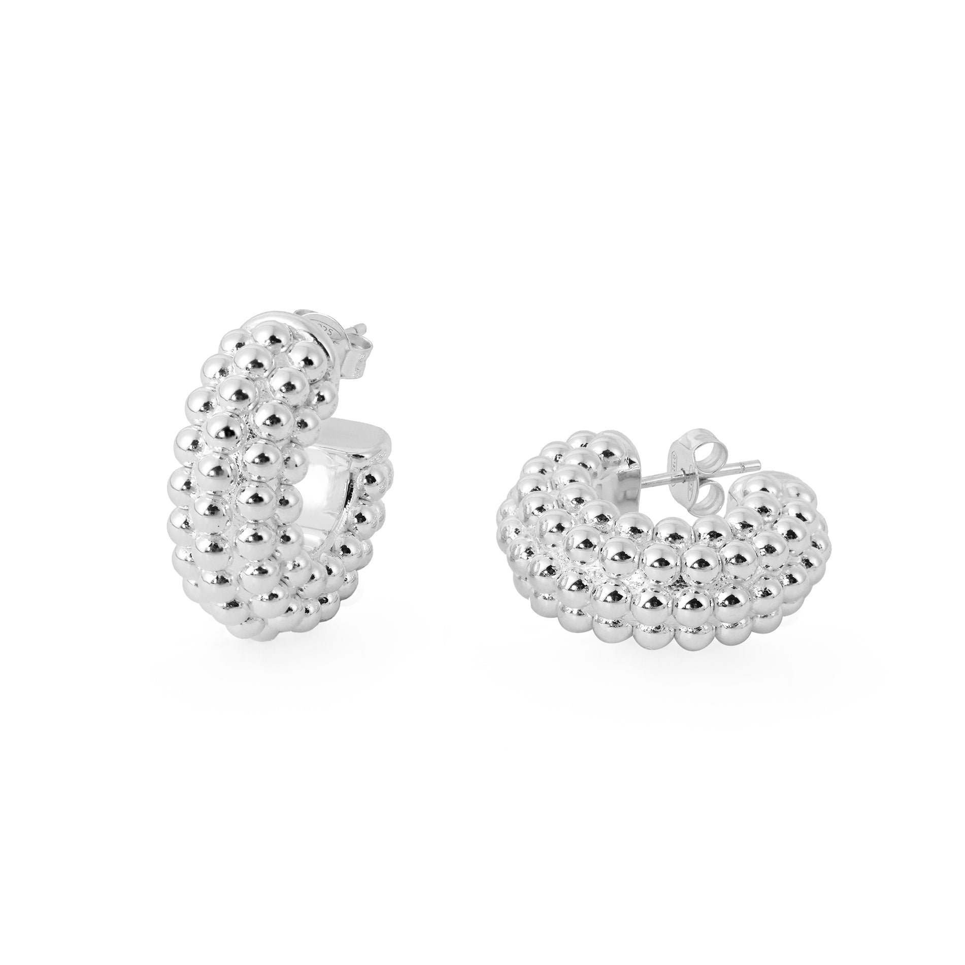 Trendy 999 Sterling Silver Chunky Round Hoop Earrings