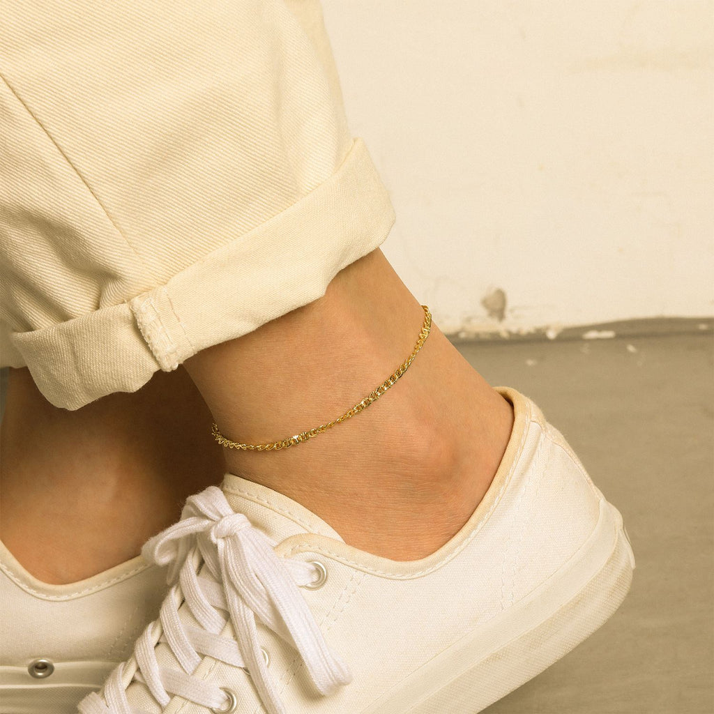 Anklet - Cute Pig Nose Chain 925 Sterling Silver