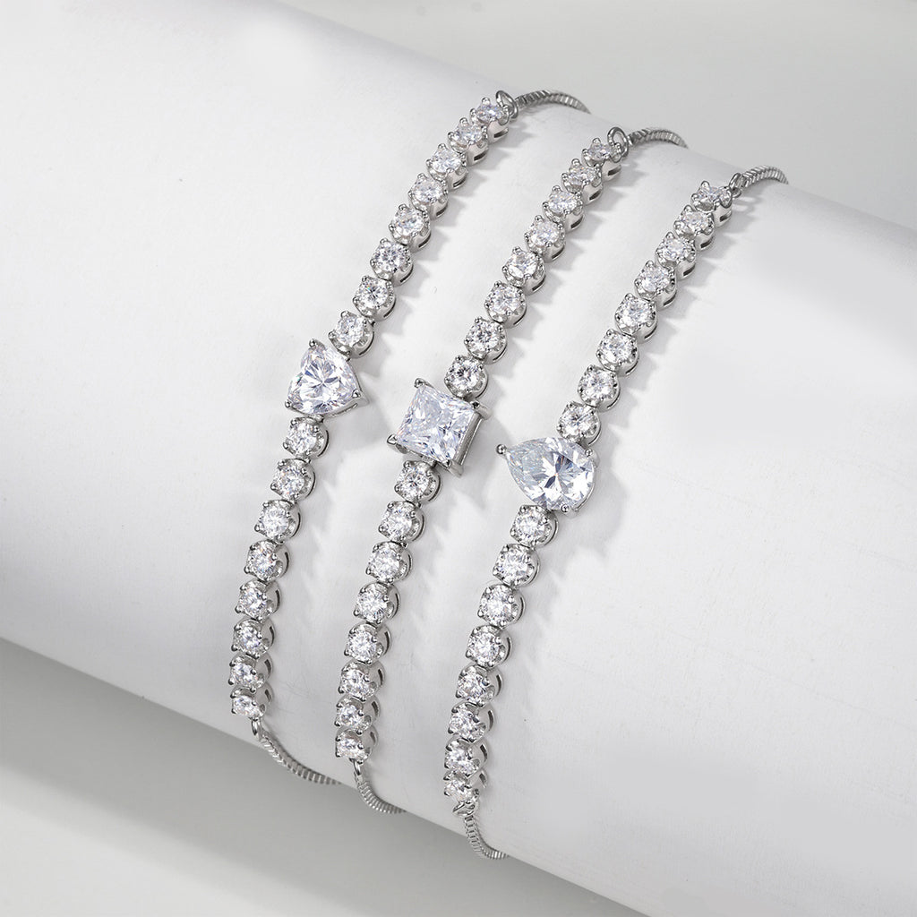 Princess Cut Square Center Tennis Bracelet