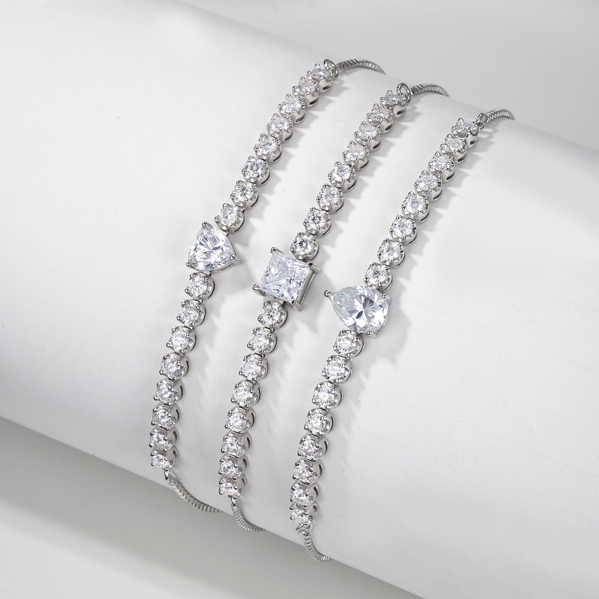 Princess Cut Square Center Tennis Bracelet