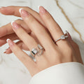 chunky solid silver with white diamonds and chains ring, lalors jewellery