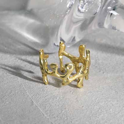 Stylish Irregular Flame 925 Sterling Silver Adjustable Ring