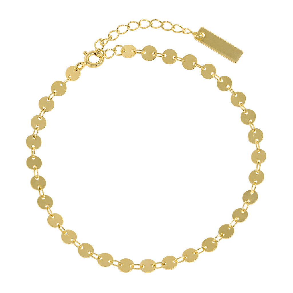 Dainty Fashion Geometry Round  Diskette 925 Sterling Silver Anklet/Bracelet