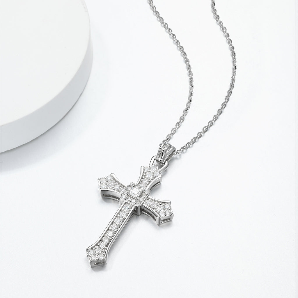 Vintage Cross Moissanite Necklace