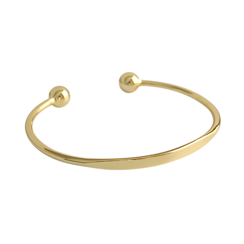 Stunning Gold Beads 925 Sterling Silver Open Bangle