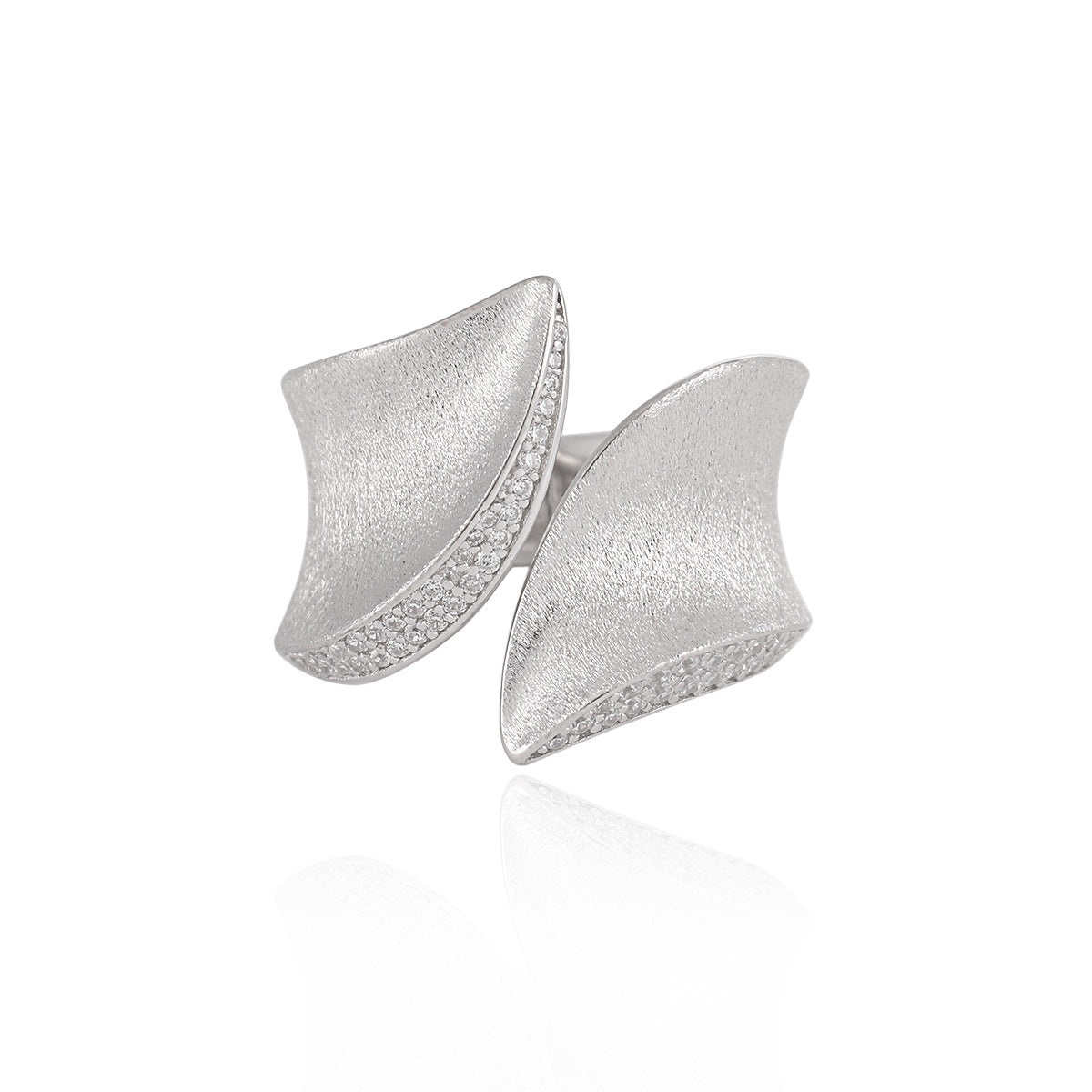 Fashion Chunky CZ Border Geometry 925 Sterling Silver Adjustable Ring