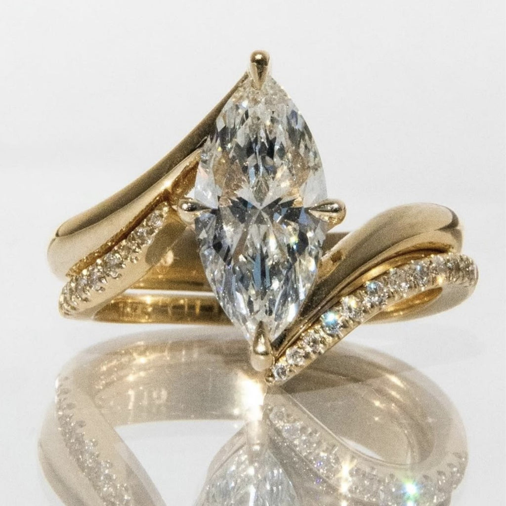 Marquise Moissanite Stackable Ring,  Gold Or White Gold Elegant Modern Wedding Party Gift